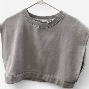 Zara Womens M Grey 80s remake Sleeveless Cropped Sweatshirt
